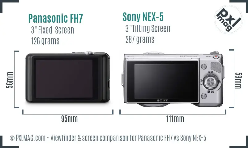 Panasonic FH7 vs Sony NEX-5 Screen and Viewfinder comparison