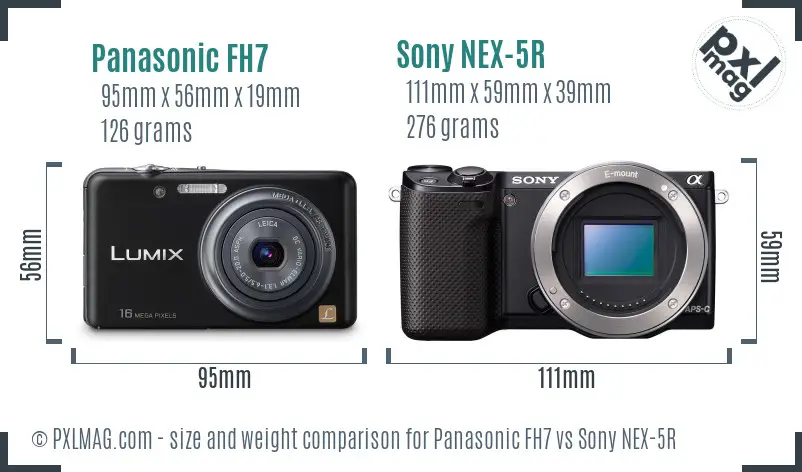 Panasonic FH7 vs Sony NEX-5R size comparison