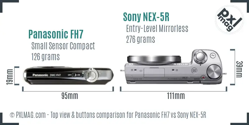 Panasonic FH7 vs Sony NEX-5R top view buttons comparison