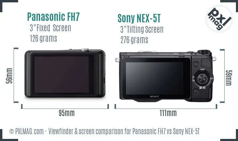 Panasonic FH7 vs Sony NEX-5T Screen and Viewfinder comparison