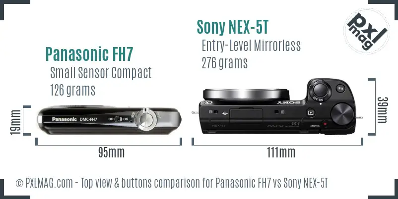 Panasonic FH7 vs Sony NEX-5T top view buttons comparison