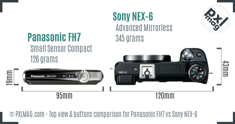 Panasonic FH7 vs Sony NEX-6 top view buttons comparison