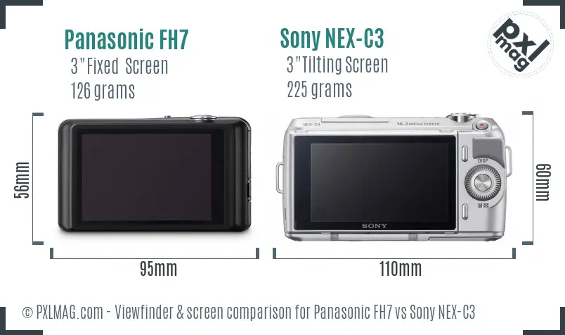 Panasonic FH7 vs Sony NEX-C3 Screen and Viewfinder comparison