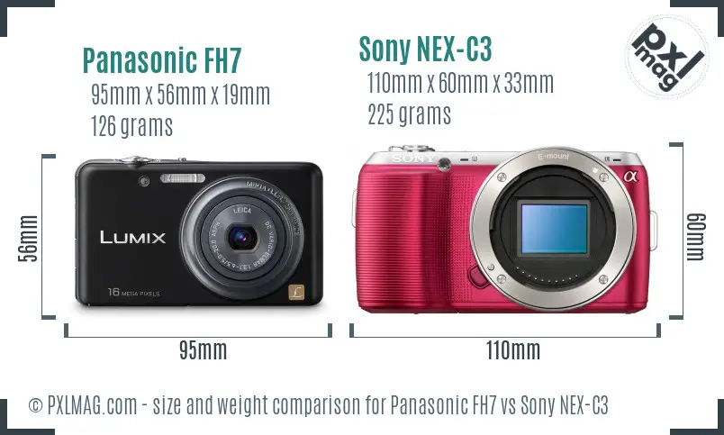 Panasonic FH7 vs Sony NEX-C3 size comparison