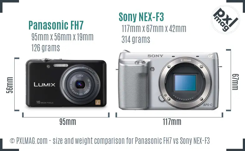 Panasonic FH7 vs Sony NEX-F3 size comparison