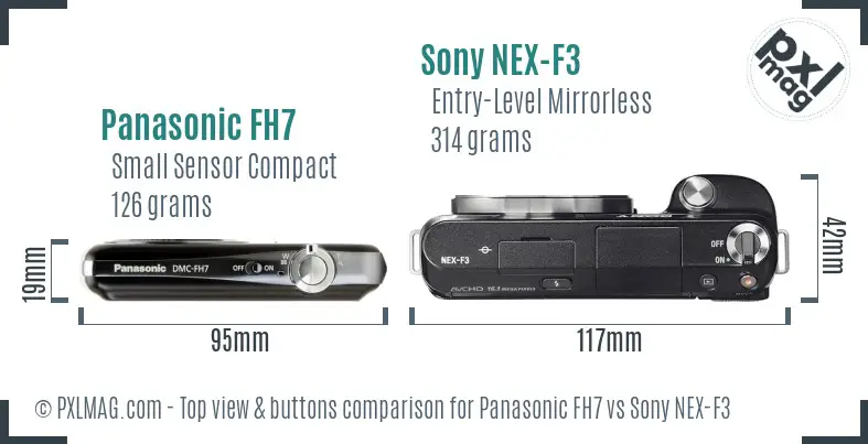 Panasonic FH7 vs Sony NEX-F3 top view buttons comparison