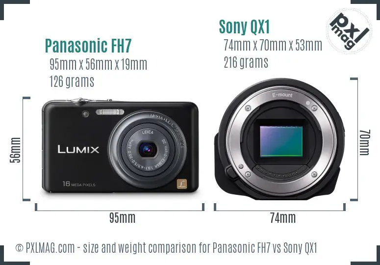 Panasonic FH7 vs Sony QX1 size comparison