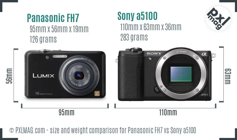 Panasonic FH7 vs Sony a5100 size comparison