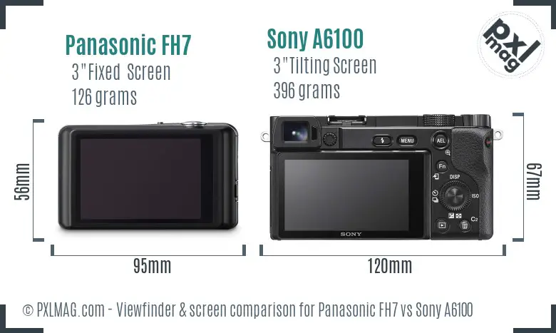 Panasonic FH7 vs Sony A6100 Screen and Viewfinder comparison