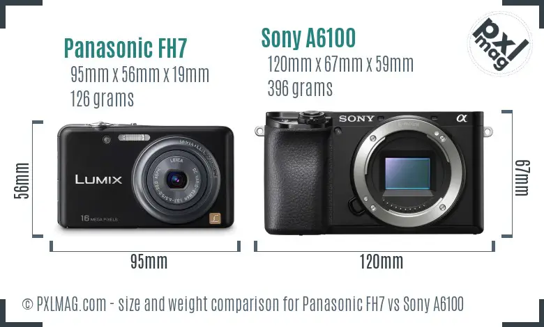 Panasonic FH7 vs Sony A6100 size comparison