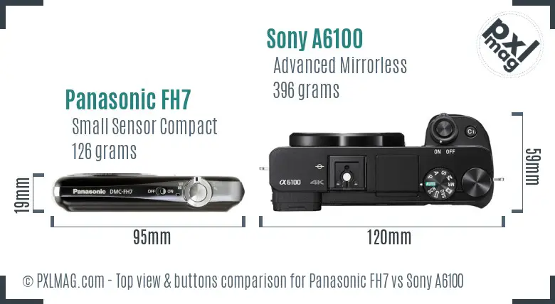 Panasonic FH7 vs Sony A6100 top view buttons comparison