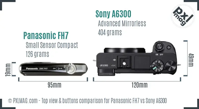Panasonic FH7 vs Sony A6300 top view buttons comparison