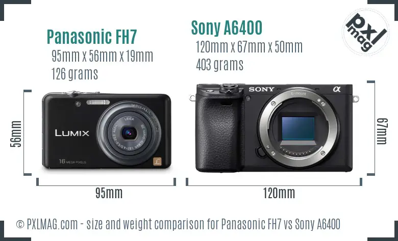 Panasonic FH7 vs Sony A6400 size comparison