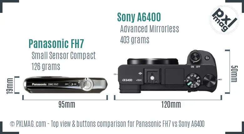 Panasonic FH7 vs Sony A6400 top view buttons comparison