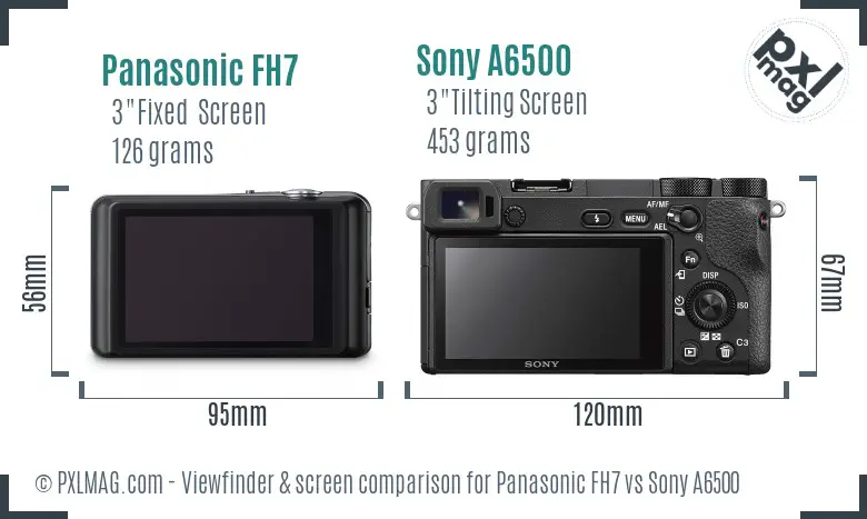 Panasonic FH7 vs Sony A6500 Screen and Viewfinder comparison