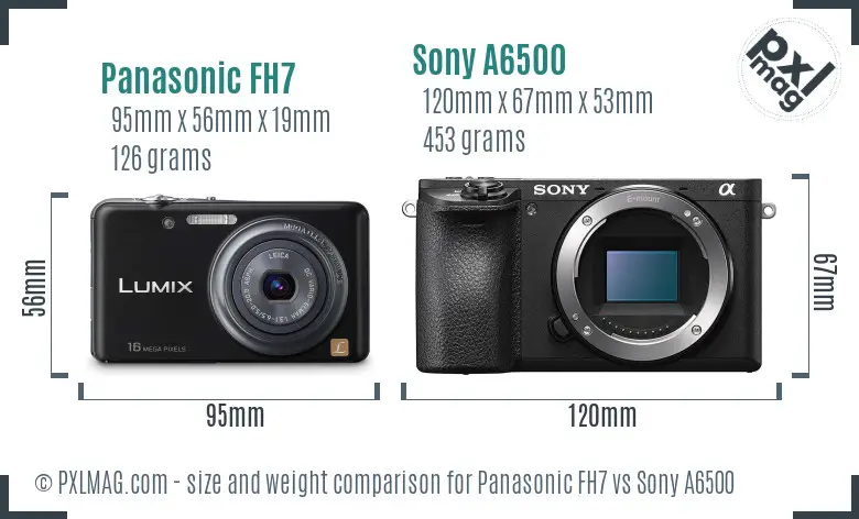 Panasonic FH7 vs Sony A6500 size comparison