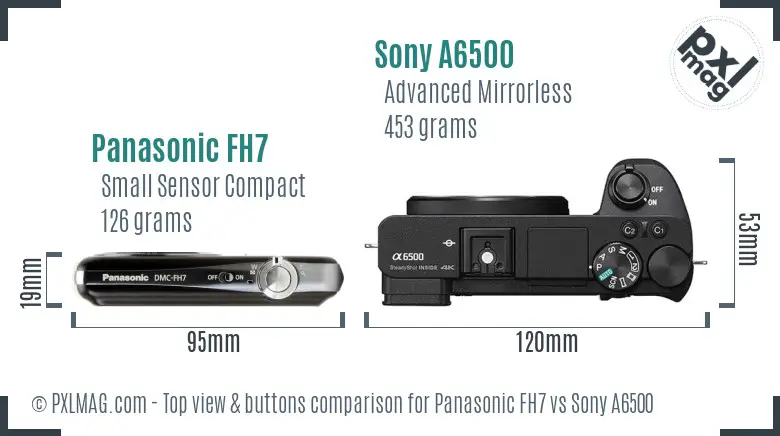 Panasonic FH7 vs Sony A6500 top view buttons comparison