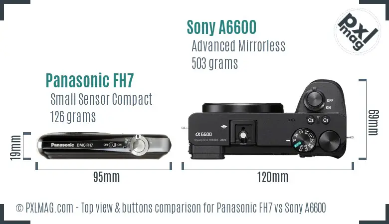 Panasonic FH7 vs Sony A6600 top view buttons comparison