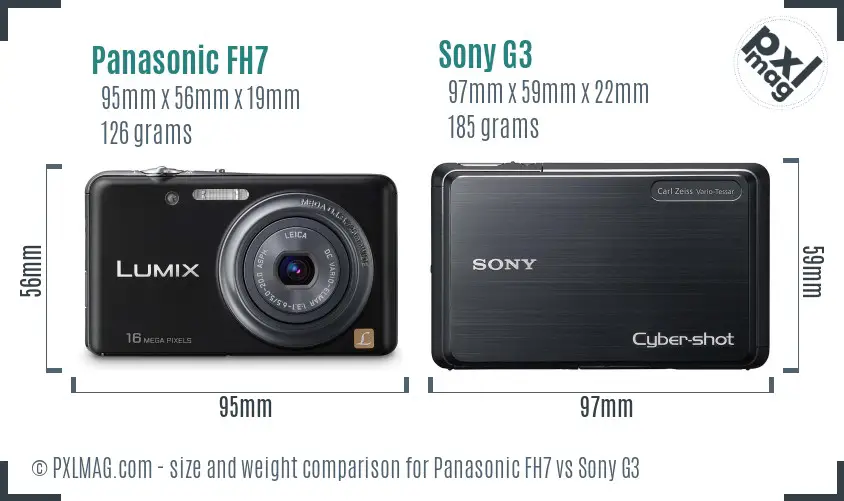 Panasonic FH7 vs Sony G3 size comparison