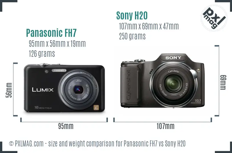 Panasonic FH7 vs Sony H20 size comparison
