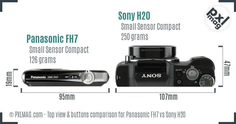 Panasonic FH7 vs Sony H20 top view buttons comparison