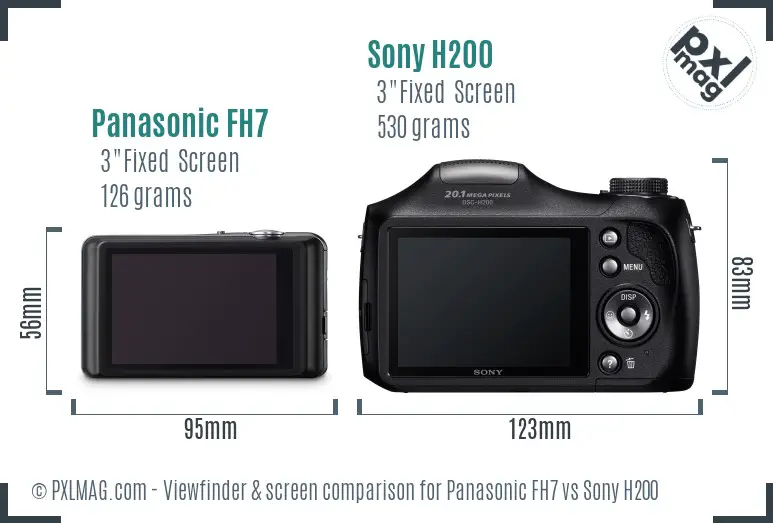 Panasonic FH7 vs Sony H200 Screen and Viewfinder comparison