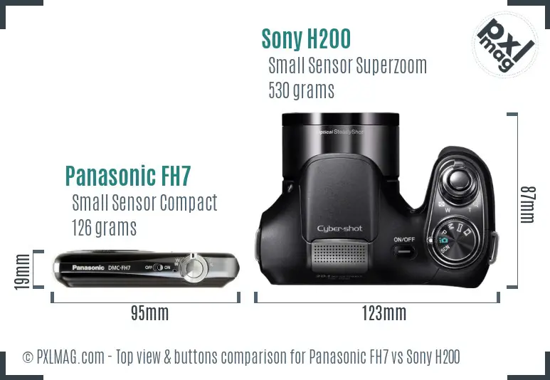 Panasonic FH7 vs Sony H200 top view buttons comparison