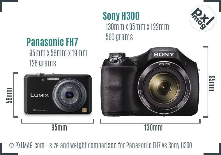 Panasonic FH7 vs Sony H300 size comparison