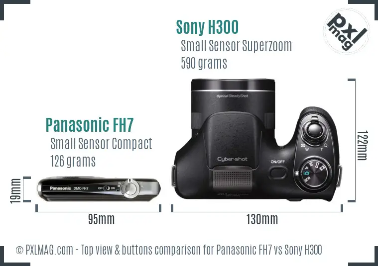 Panasonic FH7 vs Sony H300 top view buttons comparison