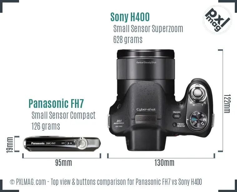 Panasonic FH7 vs Sony H400 top view buttons comparison