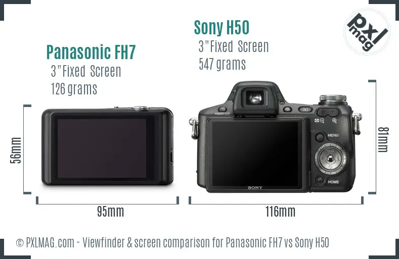 Panasonic FH7 vs Sony H50 Screen and Viewfinder comparison