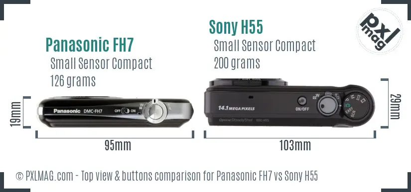 Panasonic FH7 vs Sony H55 top view buttons comparison