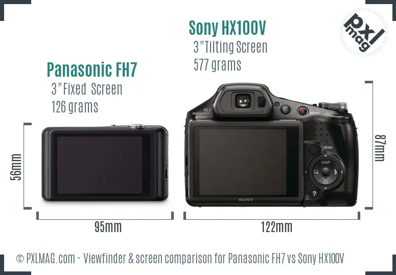 Panasonic FH7 vs Sony HX100V Screen and Viewfinder comparison
