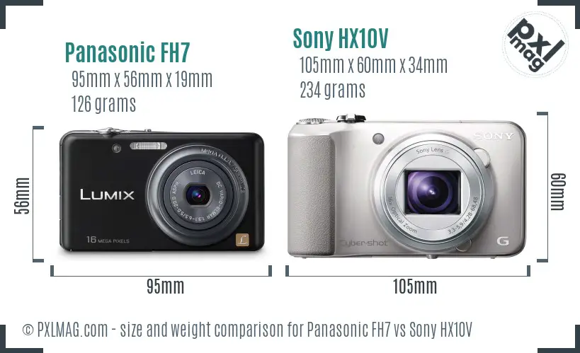 Panasonic FH7 vs Sony HX10V size comparison