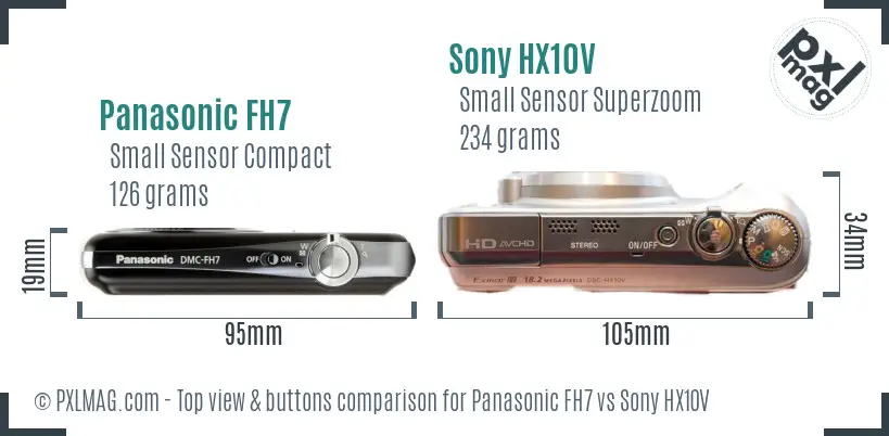 Panasonic FH7 vs Sony HX10V top view buttons comparison