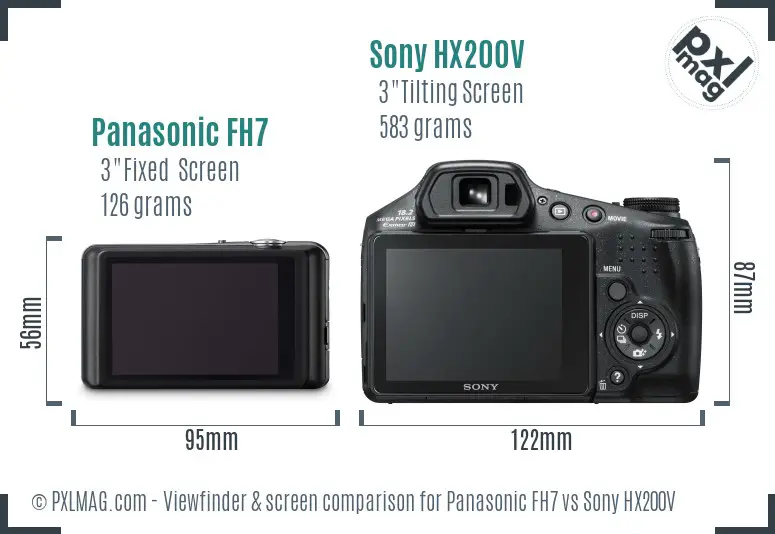 Panasonic FH7 vs Sony HX200V Screen and Viewfinder comparison