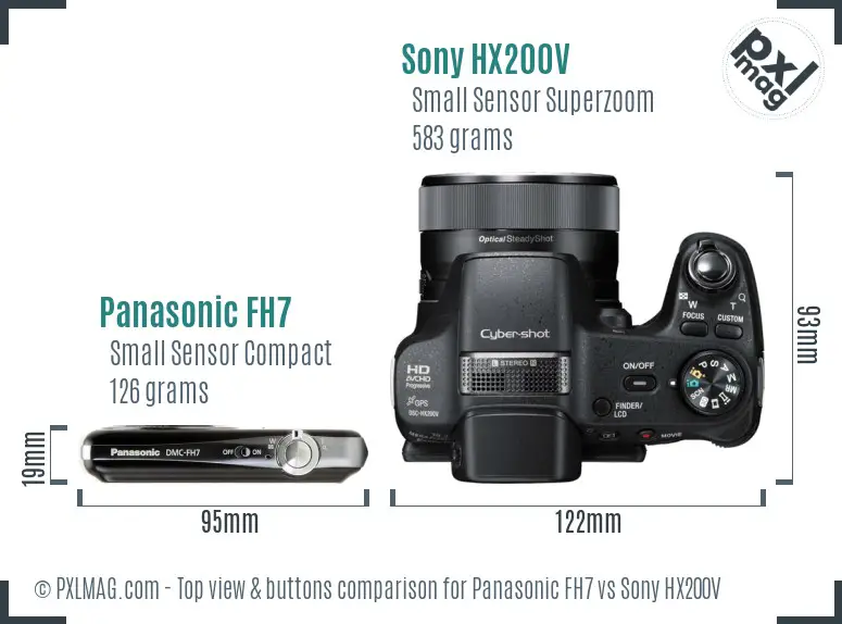 Panasonic FH7 vs Sony HX200V top view buttons comparison