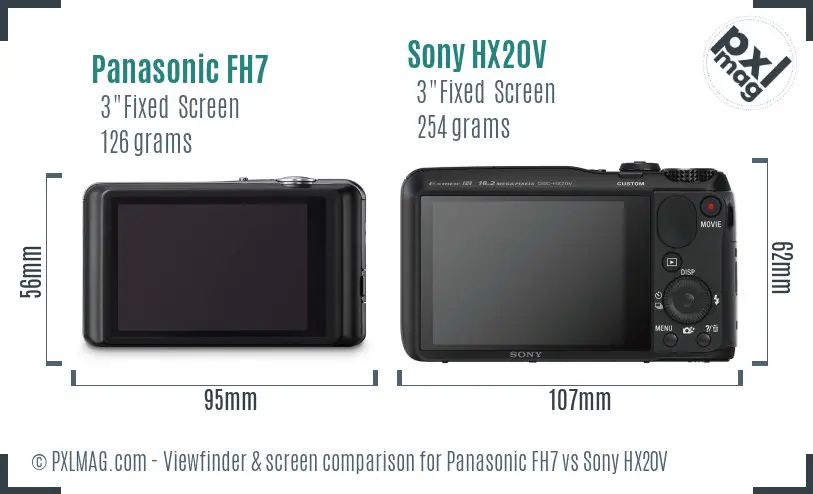 Panasonic FH7 vs Sony HX20V Screen and Viewfinder comparison