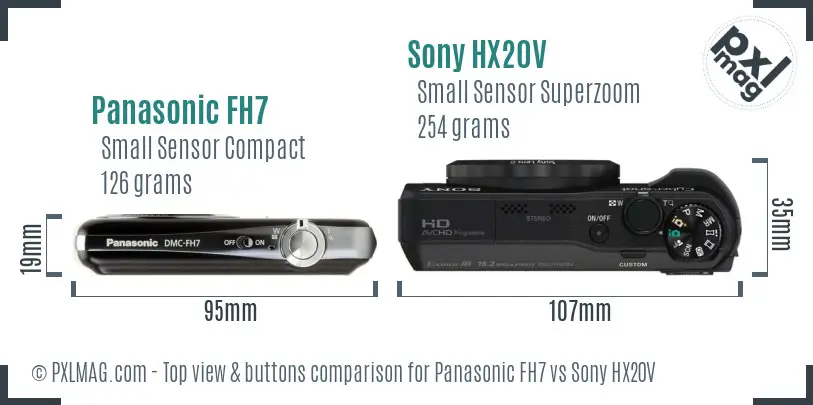 Panasonic FH7 vs Sony HX20V top view buttons comparison