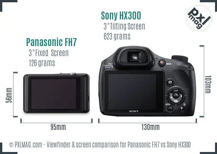 Panasonic FH7 vs Sony HX300 Screen and Viewfinder comparison