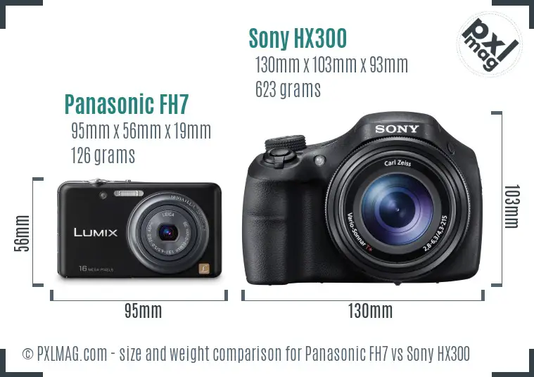 Panasonic FH7 vs Sony HX300 size comparison