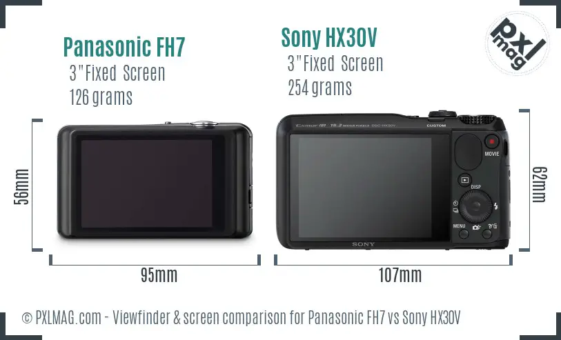 Panasonic FH7 vs Sony HX30V Screen and Viewfinder comparison