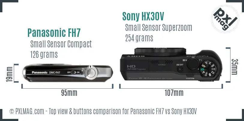 Panasonic FH7 vs Sony HX30V top view buttons comparison