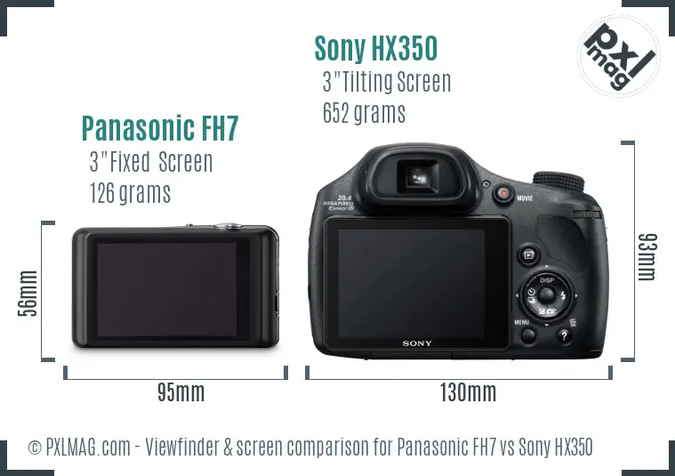 Panasonic FH7 vs Sony HX350 Screen and Viewfinder comparison