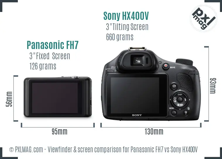 Panasonic FH7 vs Sony HX400V Screen and Viewfinder comparison