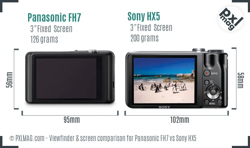 Panasonic FH7 vs Sony HX5 Screen and Viewfinder comparison