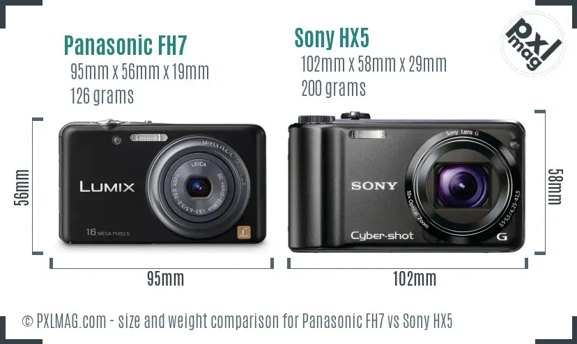 Panasonic FH7 vs Sony HX5 size comparison