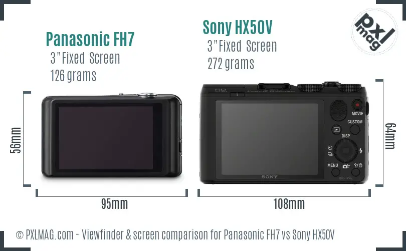 Panasonic FH7 vs Sony HX50V Screen and Viewfinder comparison