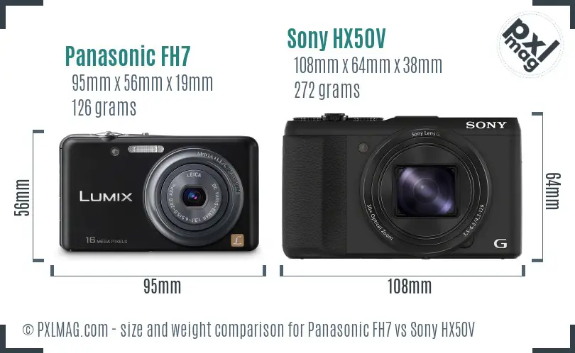 Panasonic FH7 vs Sony HX50V size comparison