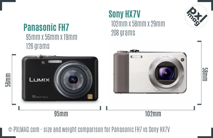 Panasonic FH7 vs Sony HX7V size comparison